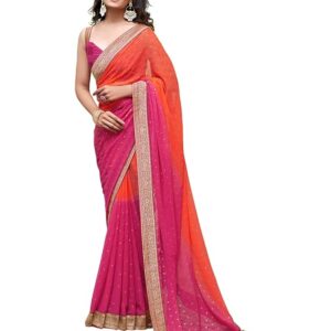 Women's Lace & Foil Printed Georgette Saree