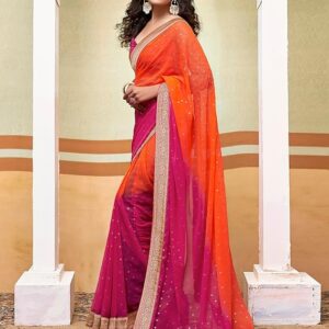 Women’s Lace & Foil Printed Georgette Saree